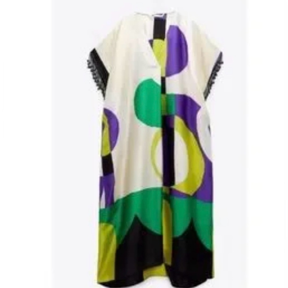 Zara Multicolor Geometric Midi Dress
